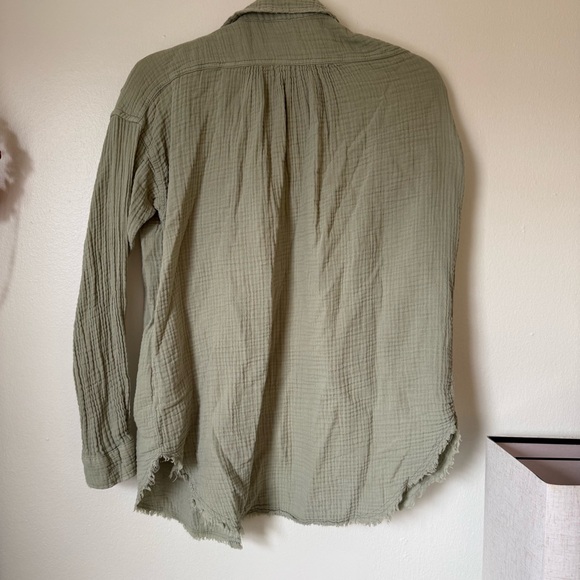 Thread & Supply Sage Green Gauze Button-Up Shirt - Picture 4 of 4